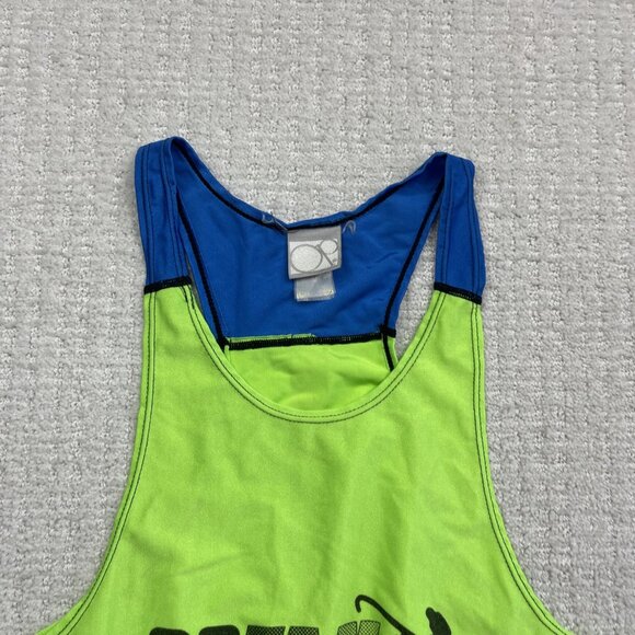 VTG Ocean Pacific OP Running Tech Tank Top Neon Green / Blue Canada Made Read - Picture 6 of 10